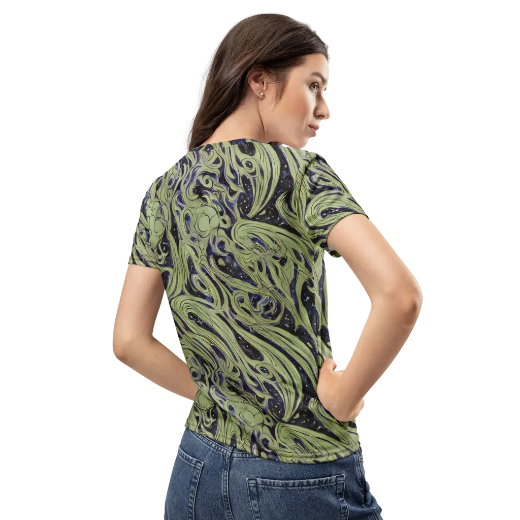 Indigo Swirl on Women's Crew Neck T-Shirt — Back