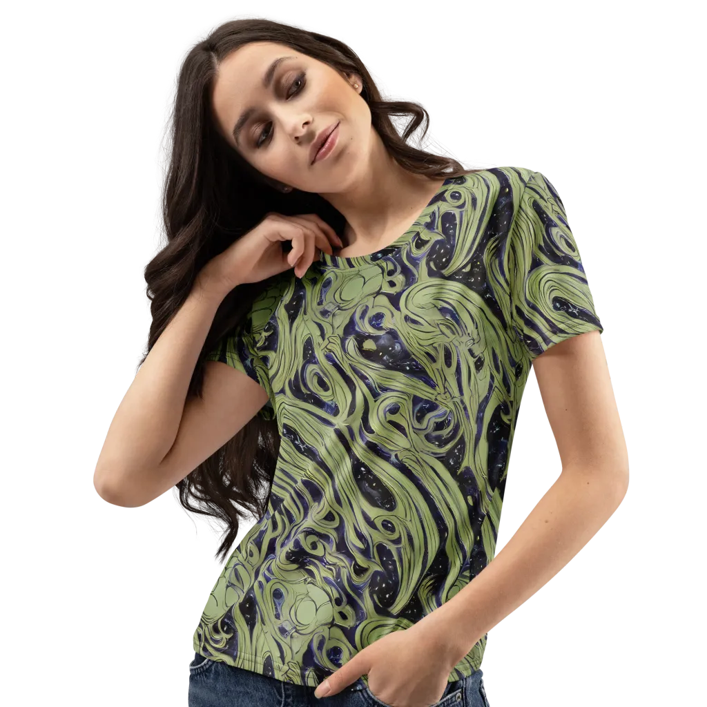 Indigo Swirl on Women's Crew Neck T-Shirt — Left Front