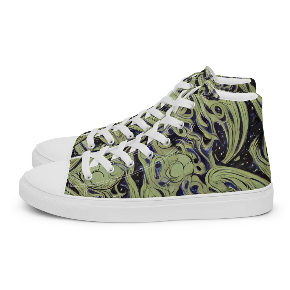 Indigo Swirl on Women's High Top Canvas Shoes — Left