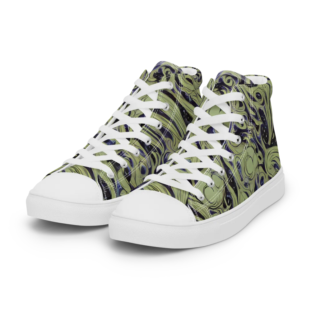 Indigo Swirl on Women's High Top Canvas Shoes — Left Front
