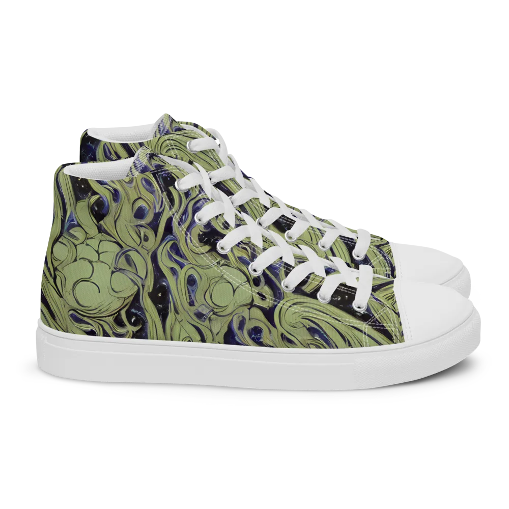 Indigo Swirl on Women's High Top Canvas Shoes — Right