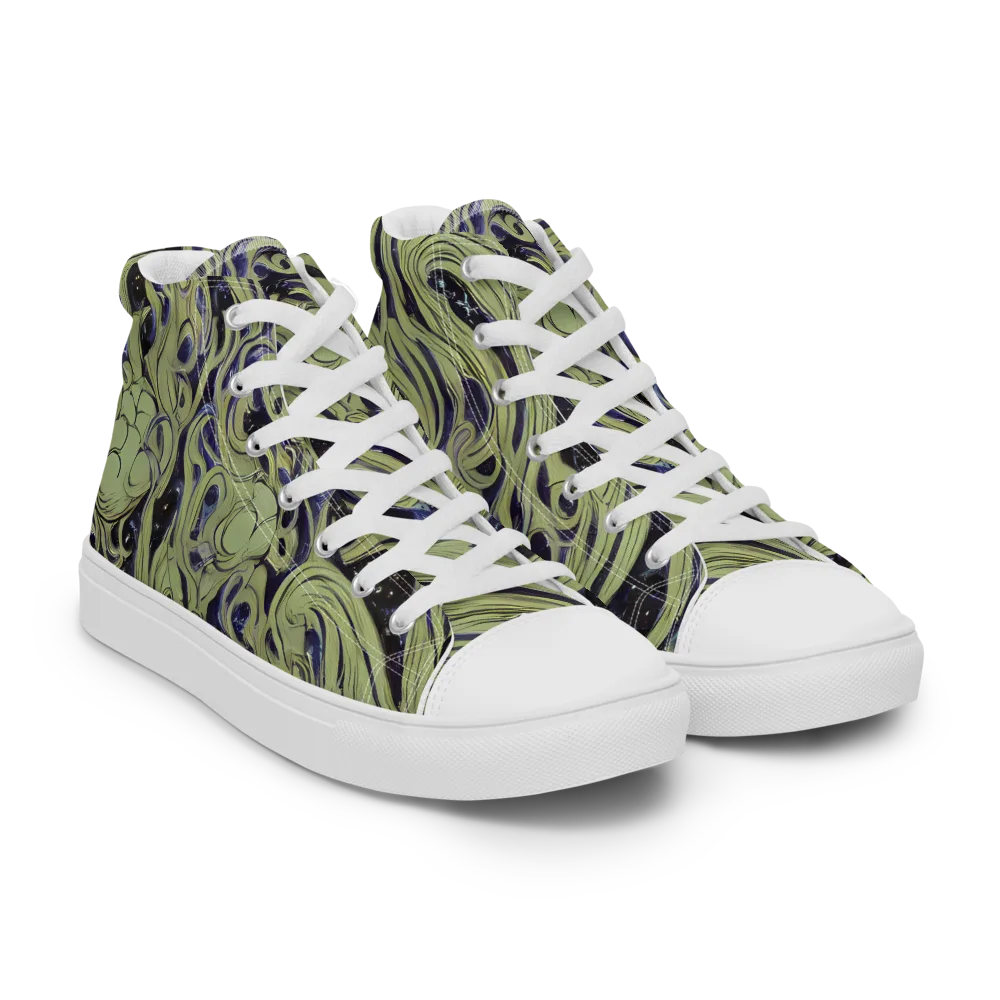 Indigo Swirl on Women's High Top Canvas Shoes — Right Front