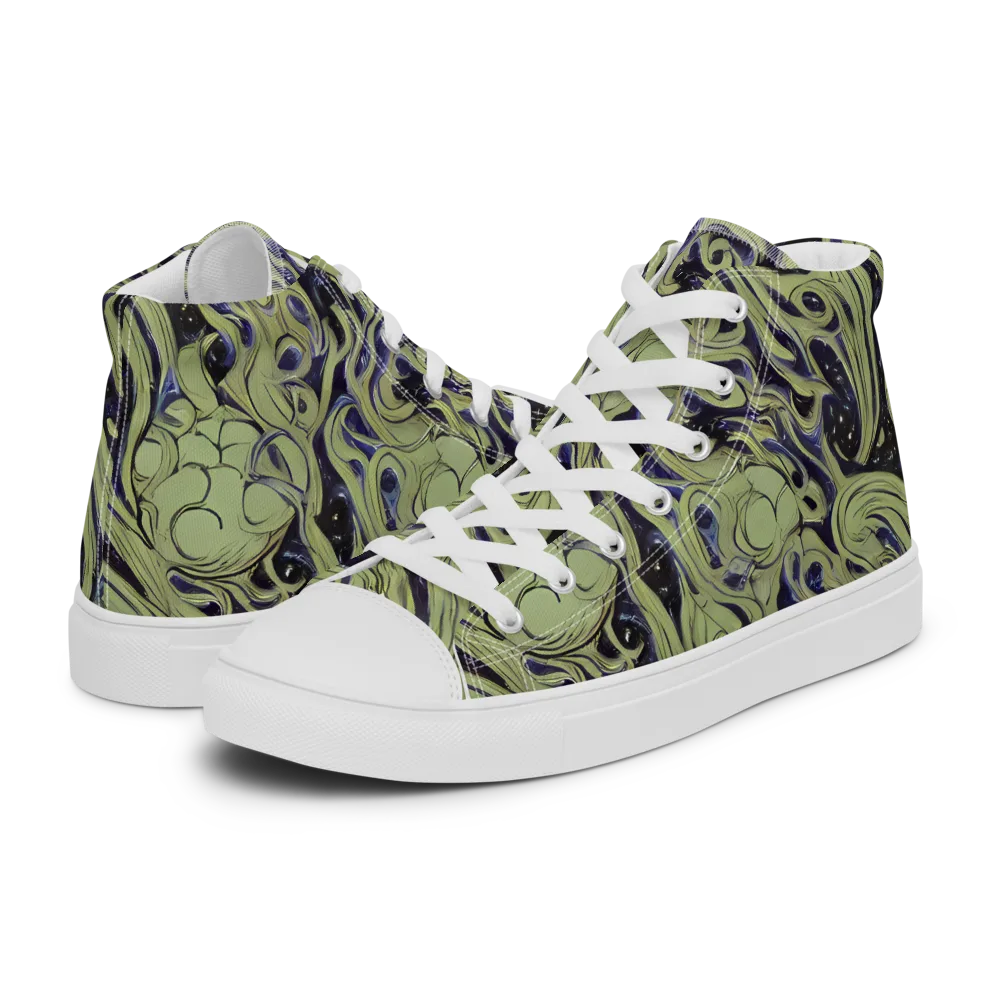 Indigo Swirl on Women's High Top Canvas Shoes — Left