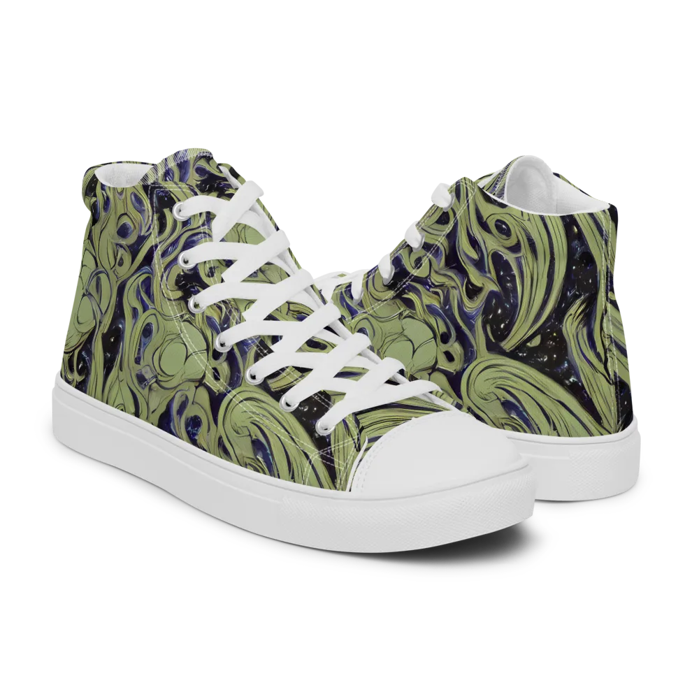 Indigo Swirl on Women's High Top Canvas Shoes — Right