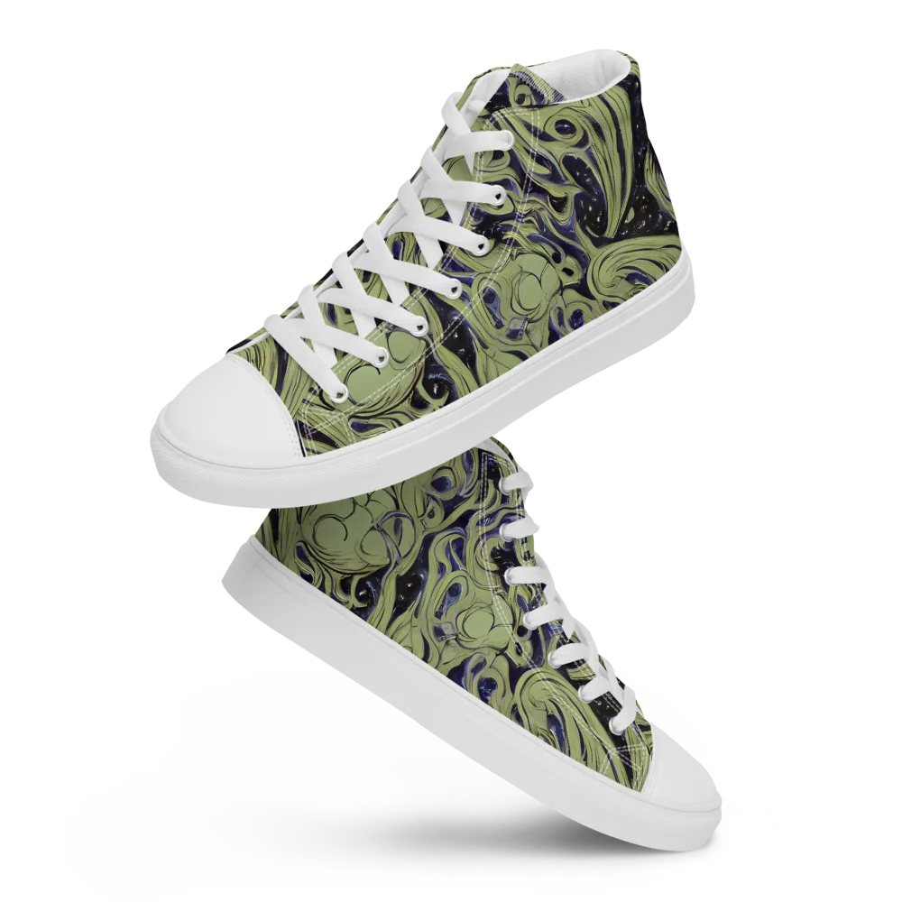 Indigo Swirl on Women's High Top Canvas Shoes — Front