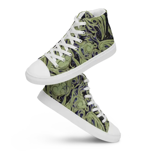 Indigo Swirl on a Women's High Top Canvas Shoes