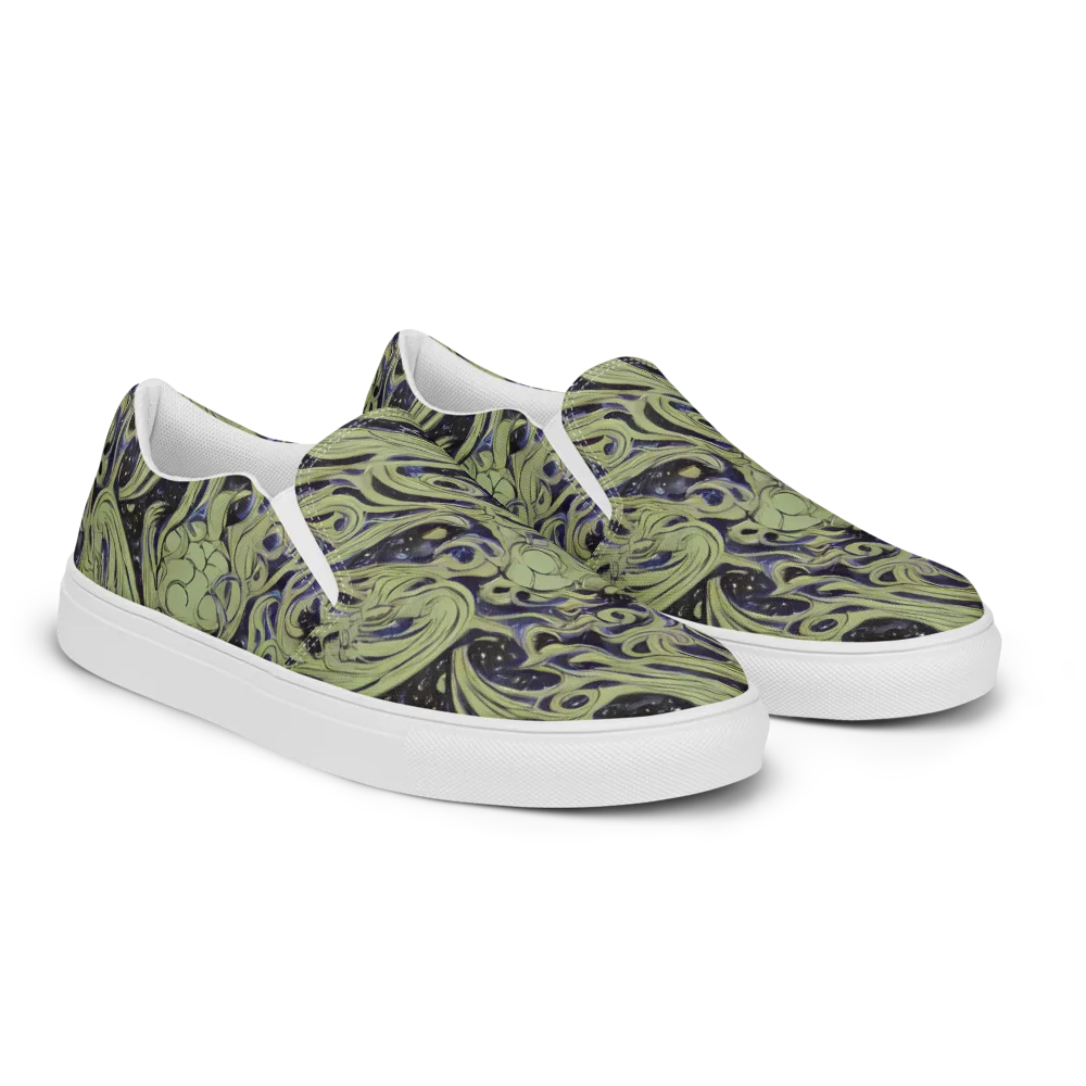 Indigo Swirl on Men's Slip-On Canvas Shoes — Right Front