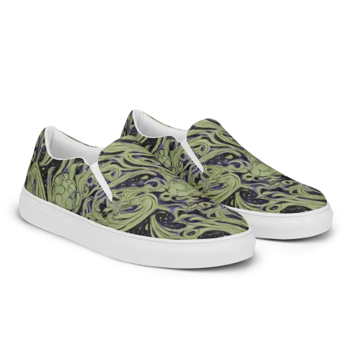 Indigo Swirl on a Men's Slip-On Canvas Shoes