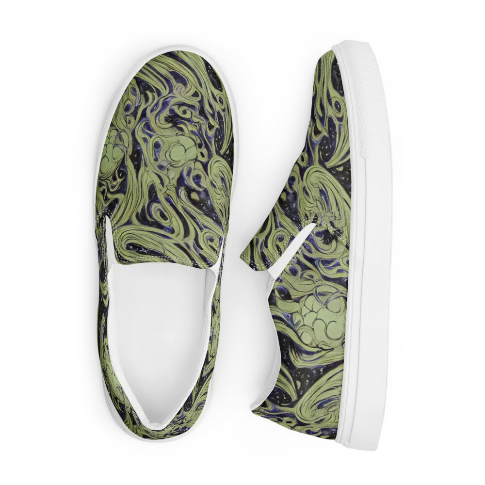 Indigo Swirl on Men's Slip-On Canvas Shoes — Front