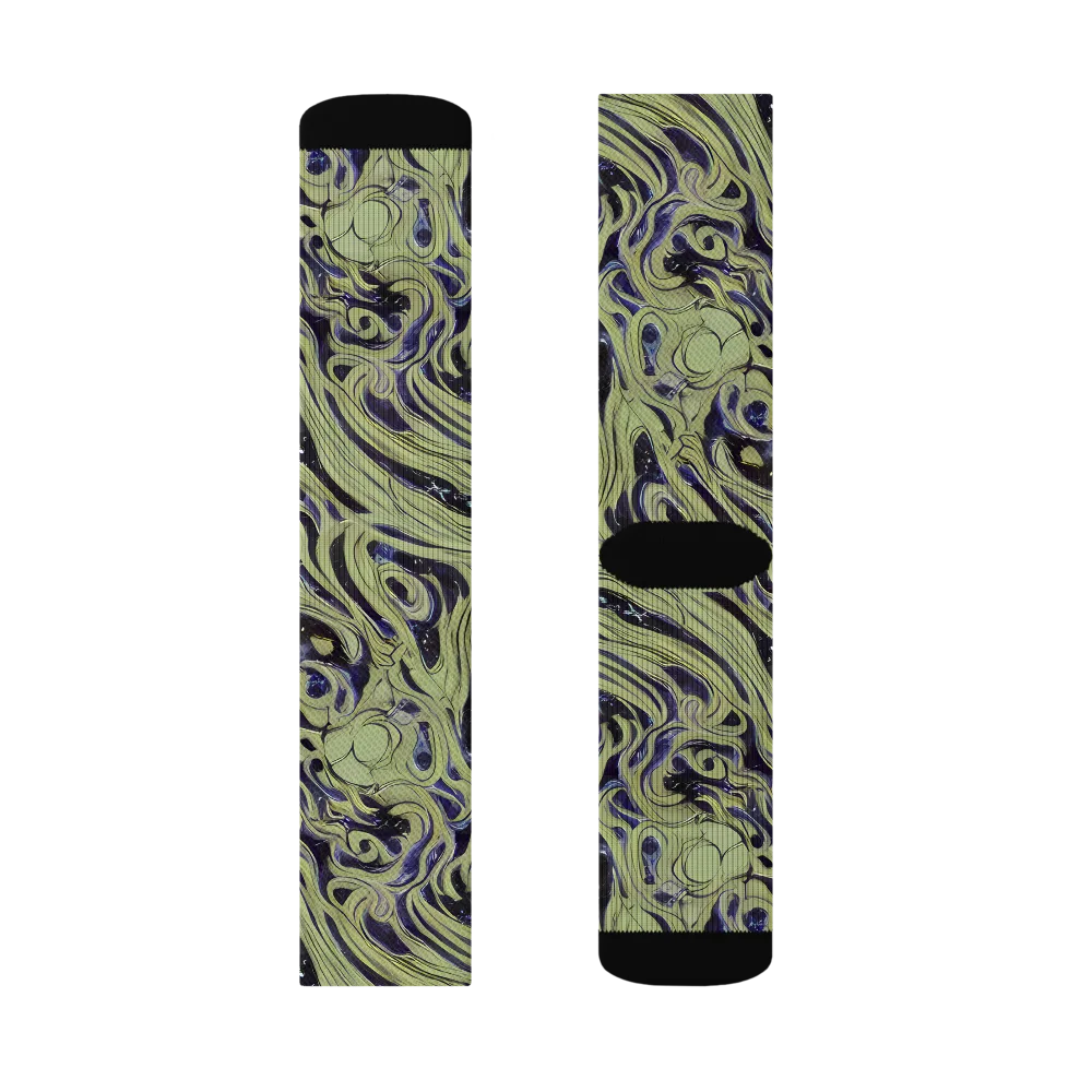 Indigo Swirl on Socks — Left Sock