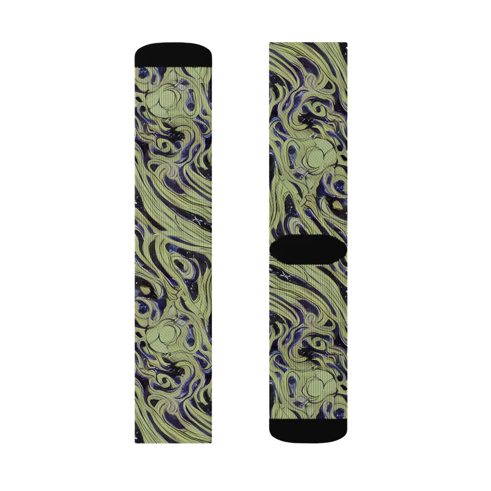 Indigo Swirl on Socks — Right Sock