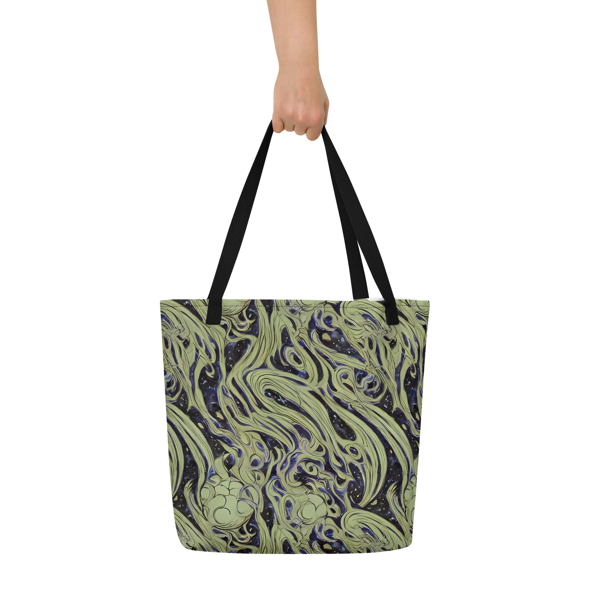 Indigo Swirl on Large Tote Bag W/ Pocket — Front