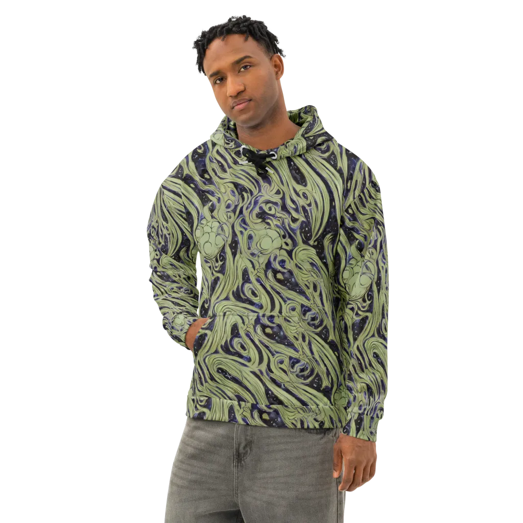 Indigo Swirl on Cotton Hoodie — Left Front