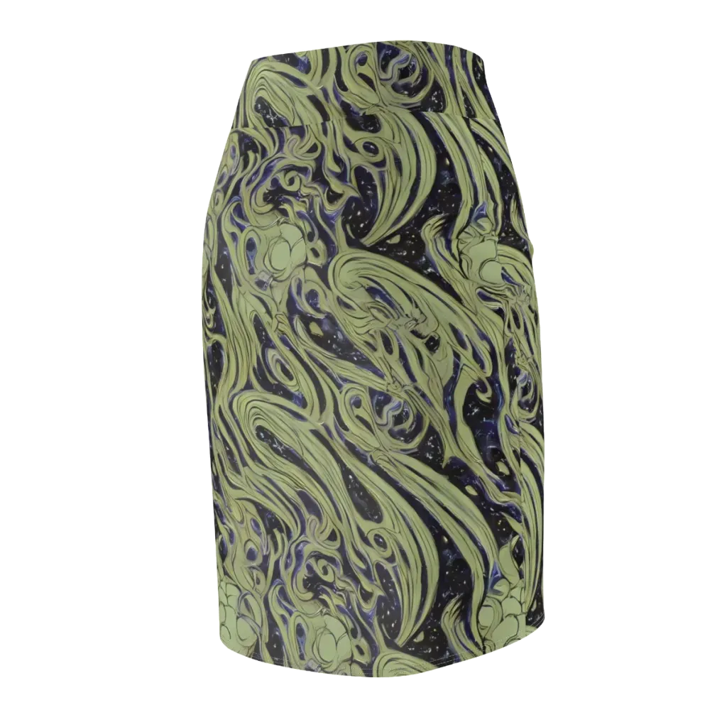 Indigo Swirl on Pencil Skirt — Back Side