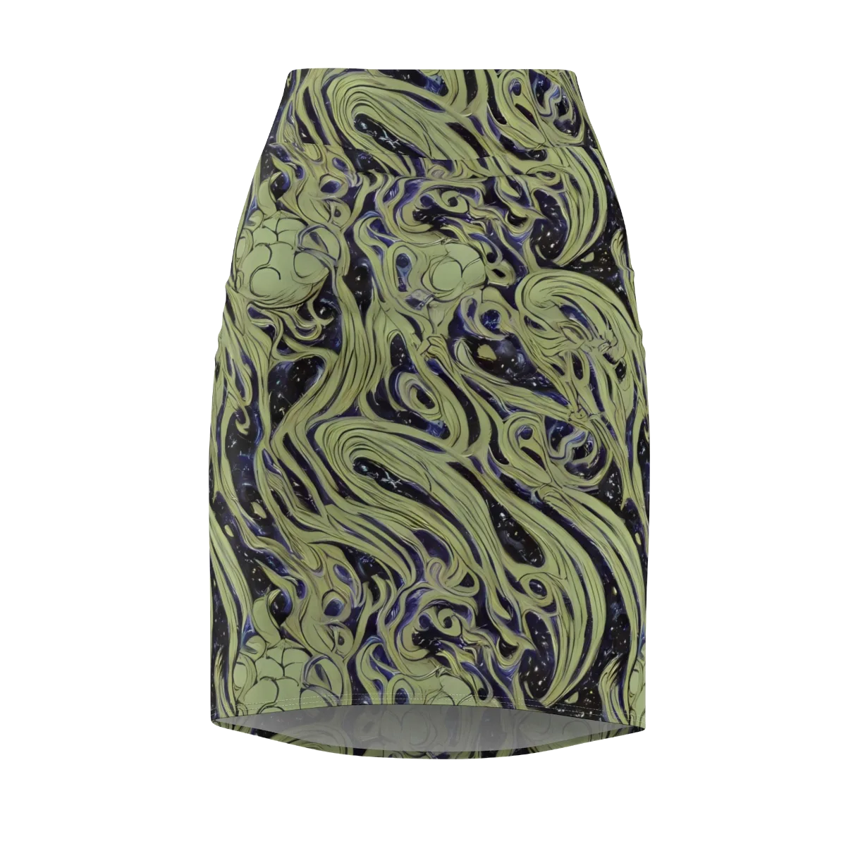 Indigo Swirl on Pencil Skirt — Front