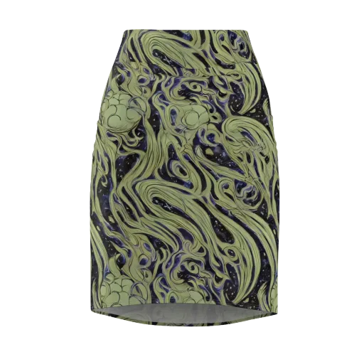 Indigo Swirl on a Pencil Skirt
