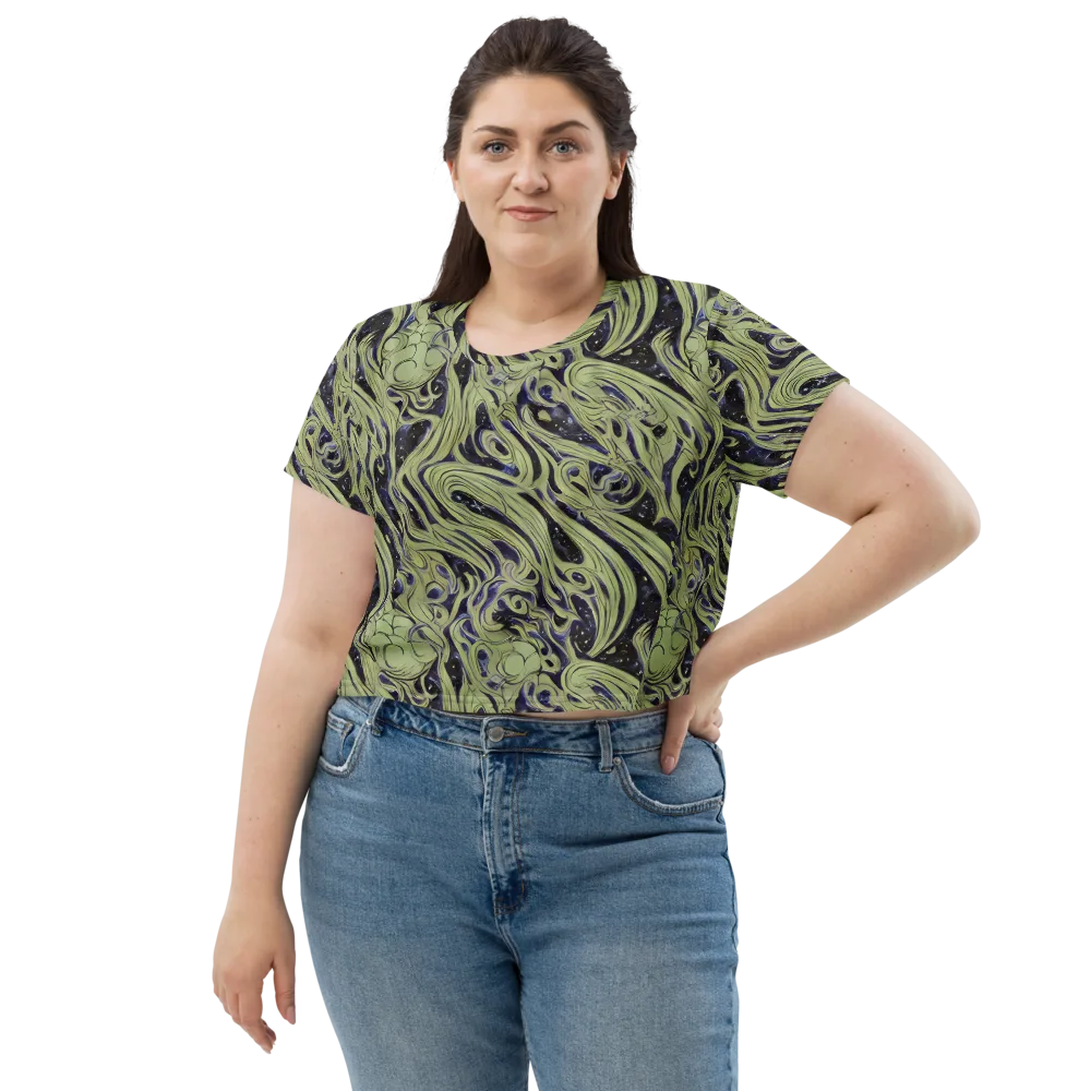 Indigo Swirl on Crop Tee — Front