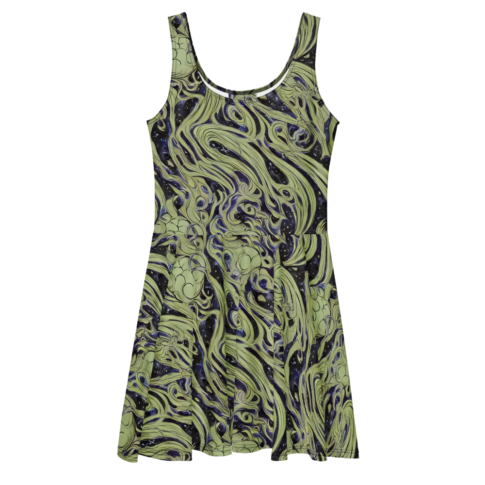 Indigo Swirl on Skater Dress — Front