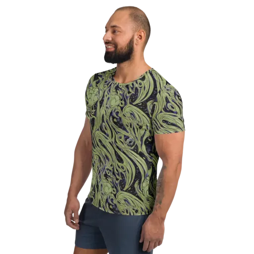Indigo Swirl on a Men's Athletic T-Shirt
