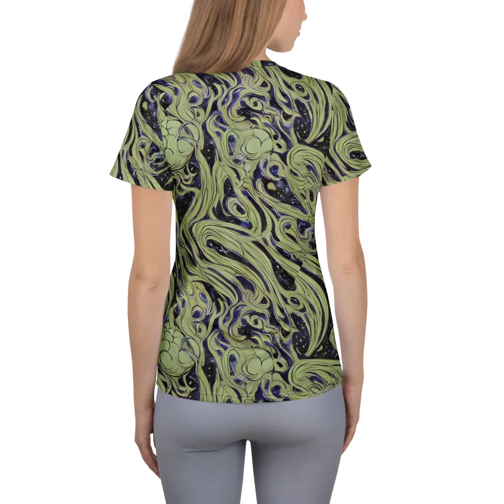 Indigo Swirl on Women's Athletic T-Shirt — Back