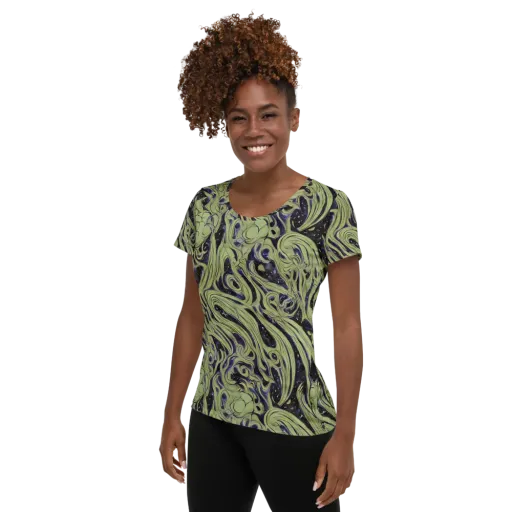 Indigo Swirl on a Women's Athletic T-Shirt