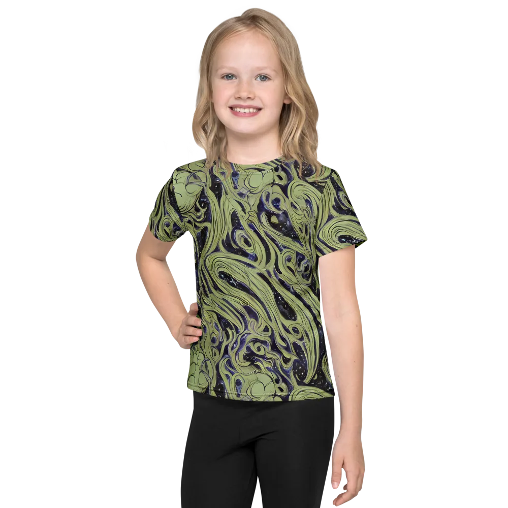 Indigo Swirl on Kids Crew Neck T-Shirt — Front