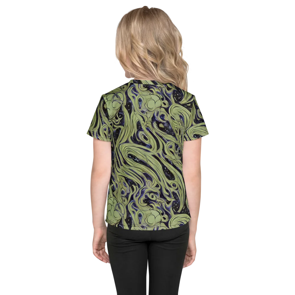 Indigo Swirl on Kids Crew Neck T-Shirt — Back