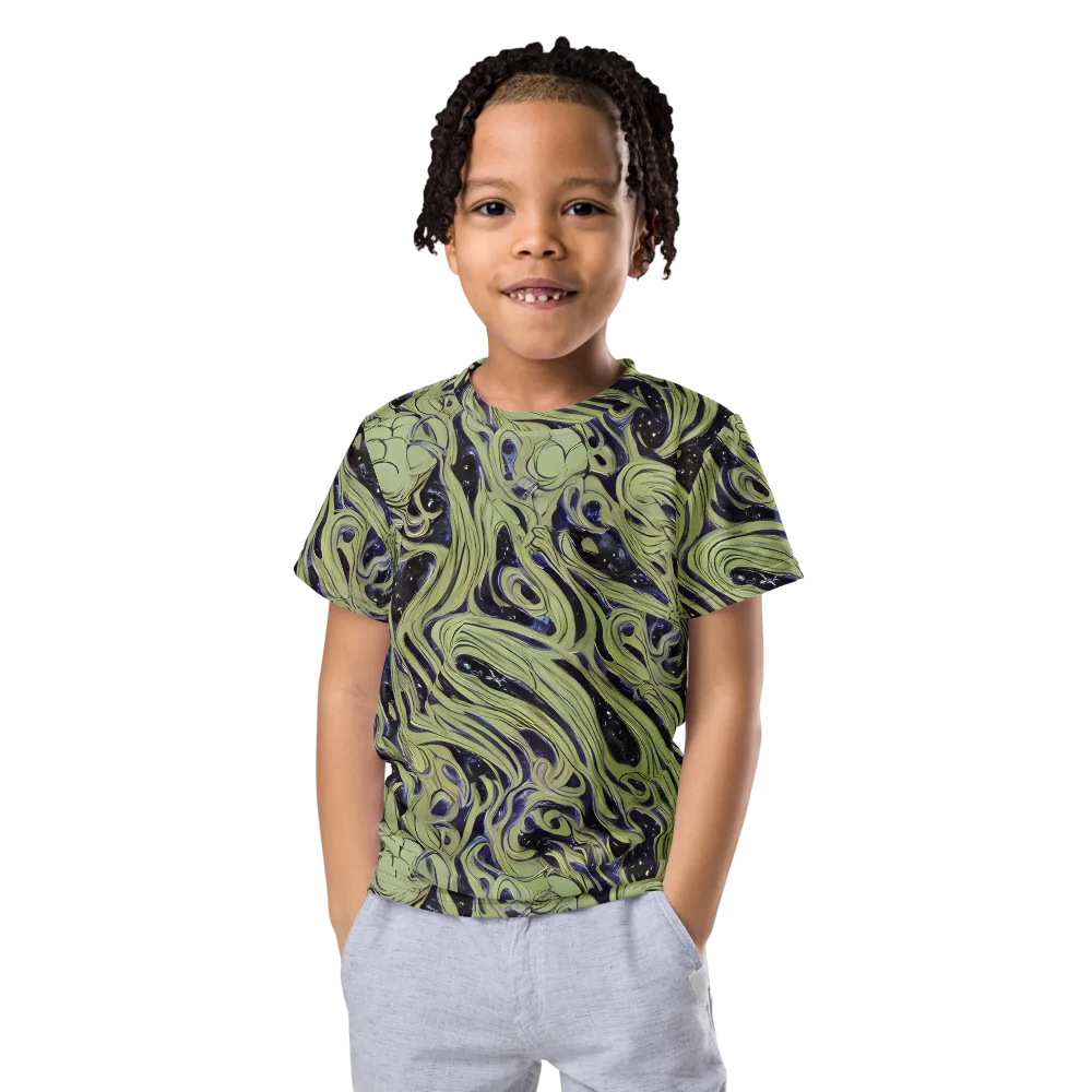 Indigo Swirl on Kids Crew Neck T-Shirt — Front