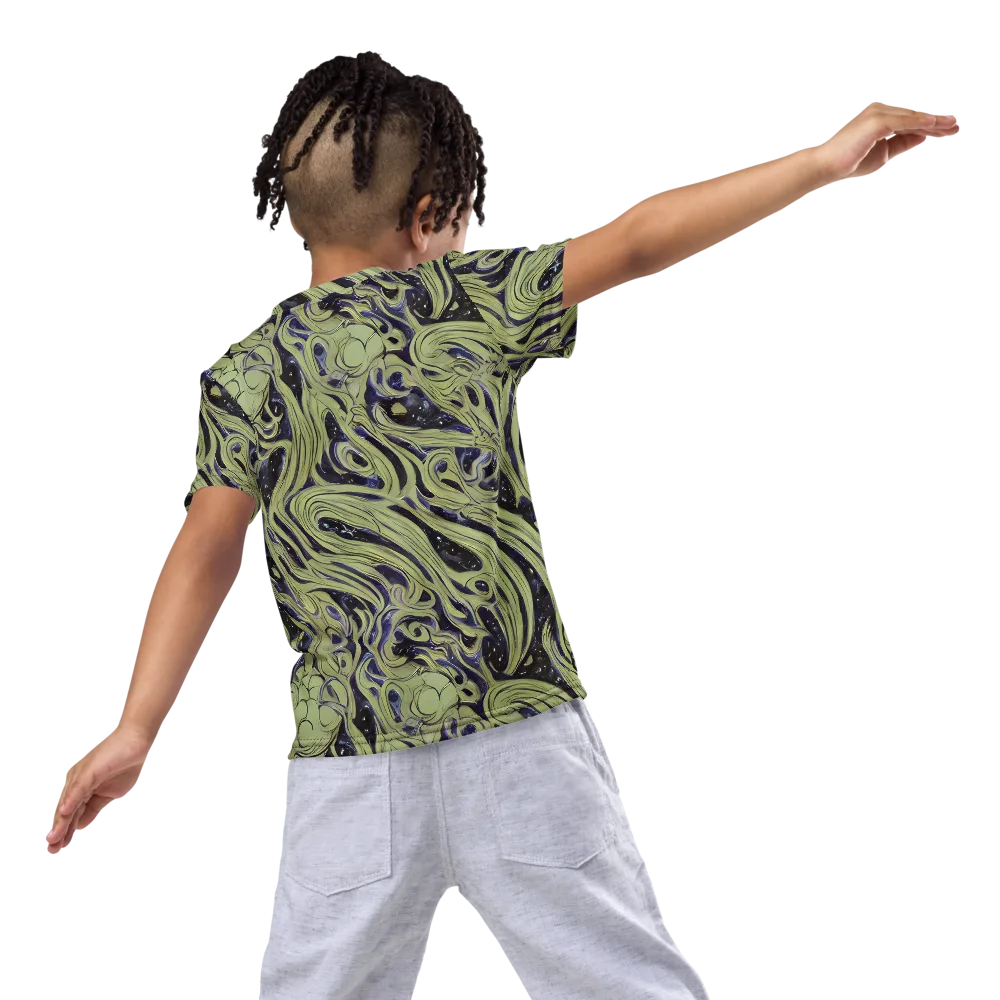 Indigo Swirl on Kids Crew Neck T-Shirt — Back