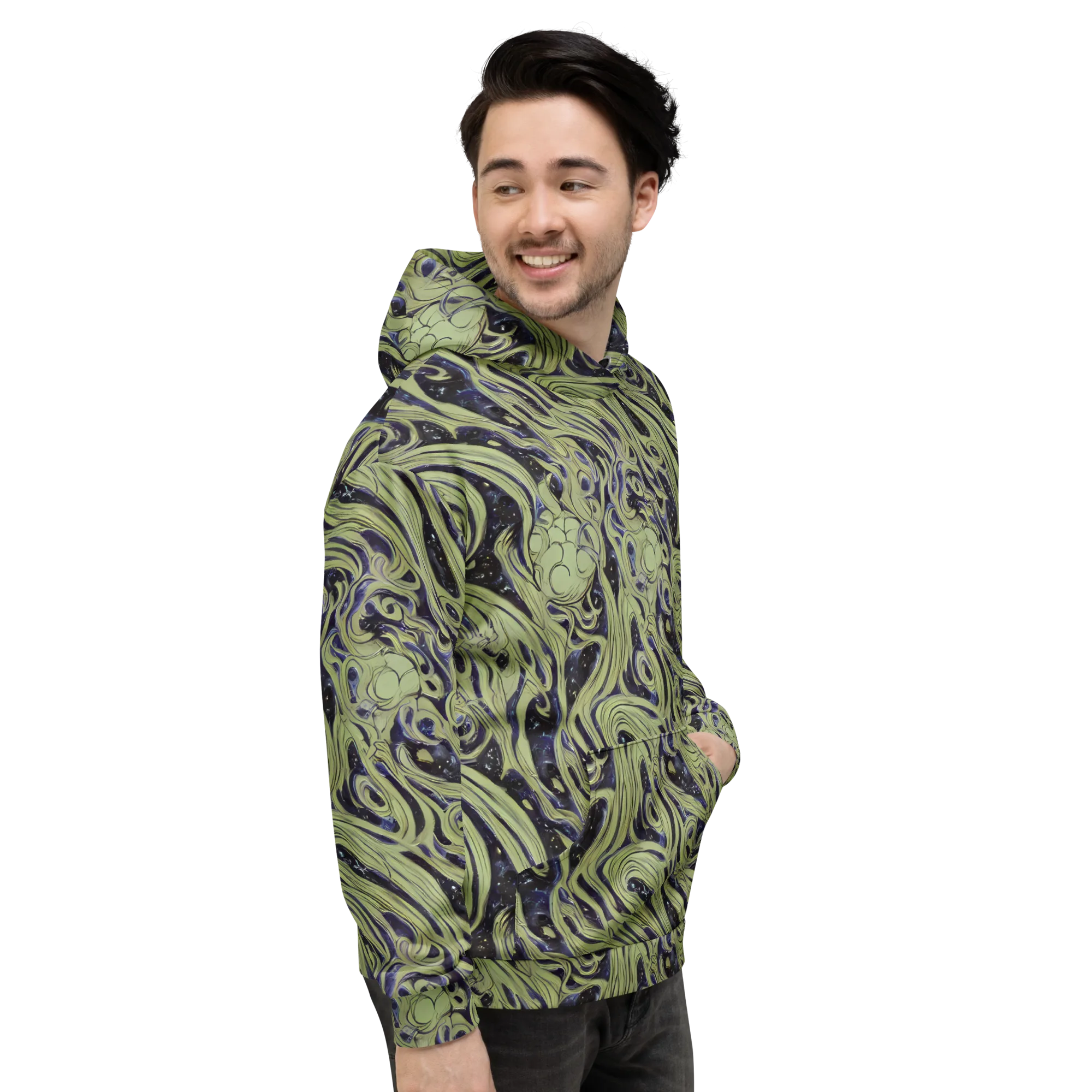Indigo Swirl on Hoodie — Right