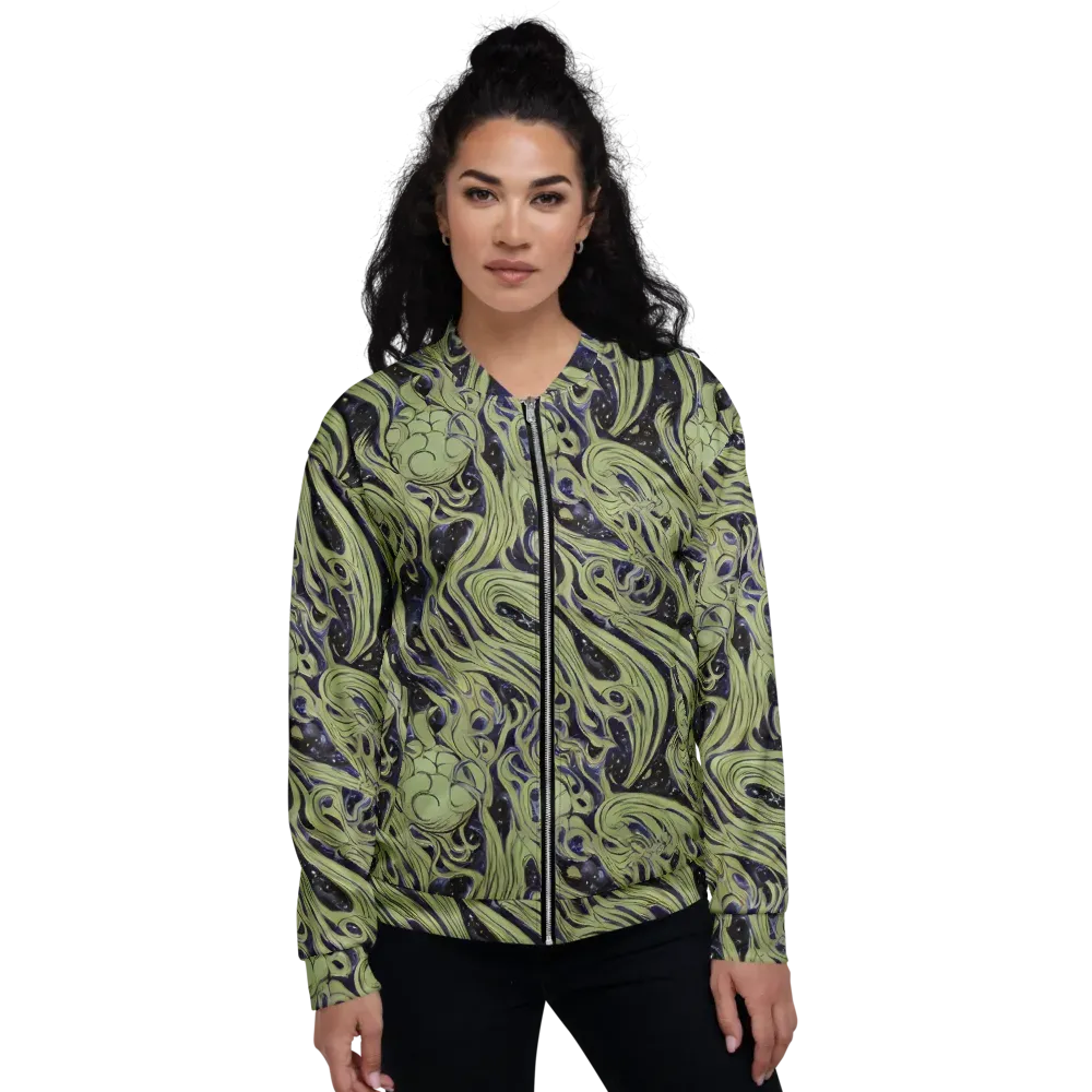 Indigo Swirl on Bomber Jacket — Front