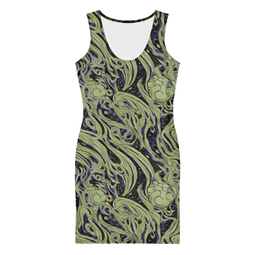 Indigo Swirl on Bodycon Dress — Front