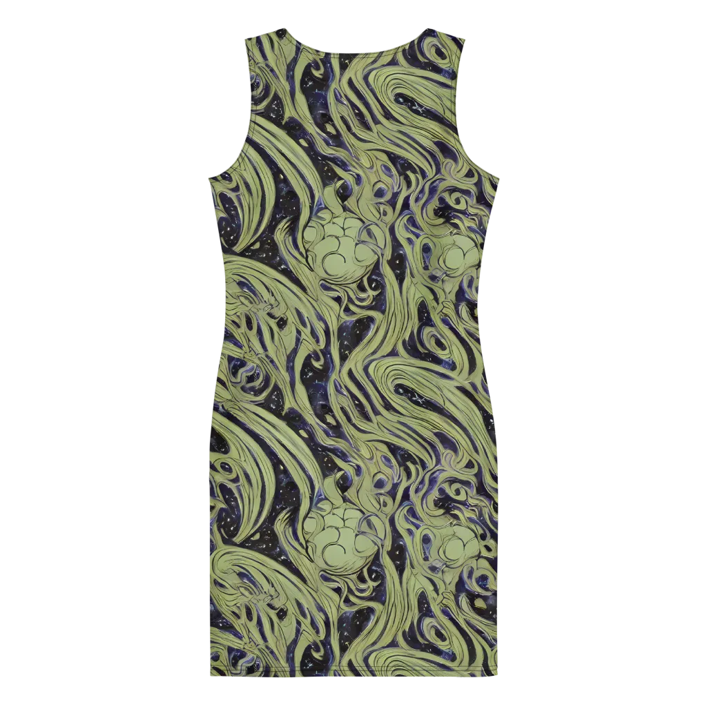 Indigo Swirl on Bodycon Dress — Back