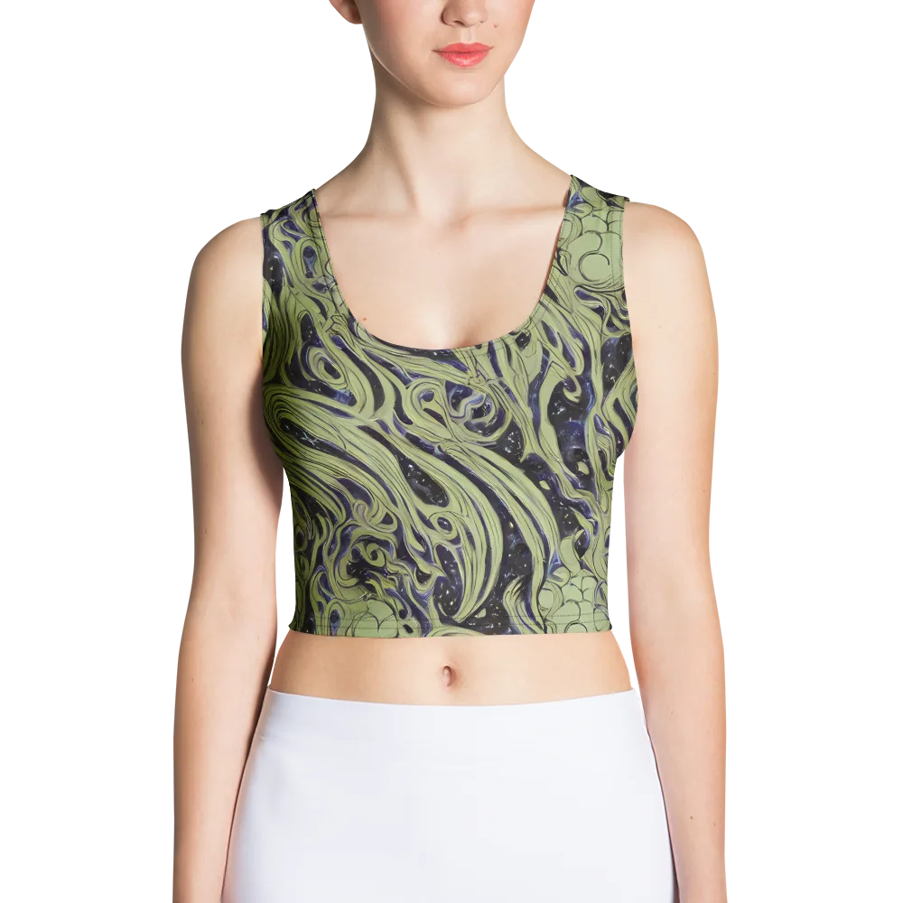 Indigo Swirl on Crop Top — Front
