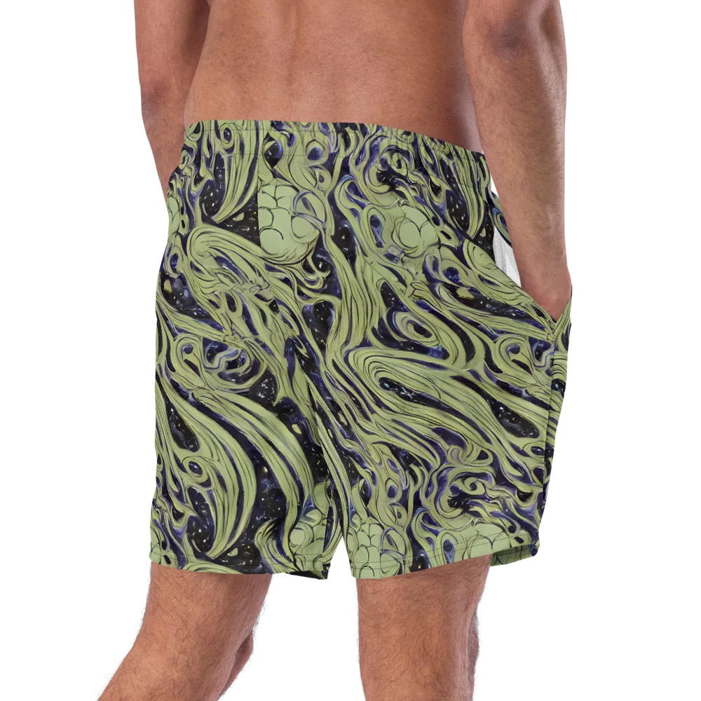 Indigo Swirl on Swim Trunks — Right Back