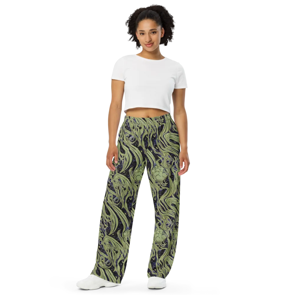 Indigo Swirl on Wide-Leg Pants — Front