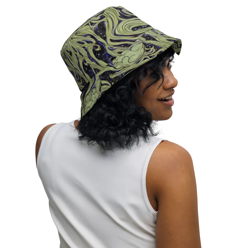 Indigo Swirl on Reversible Bucket Hat — Right Outside