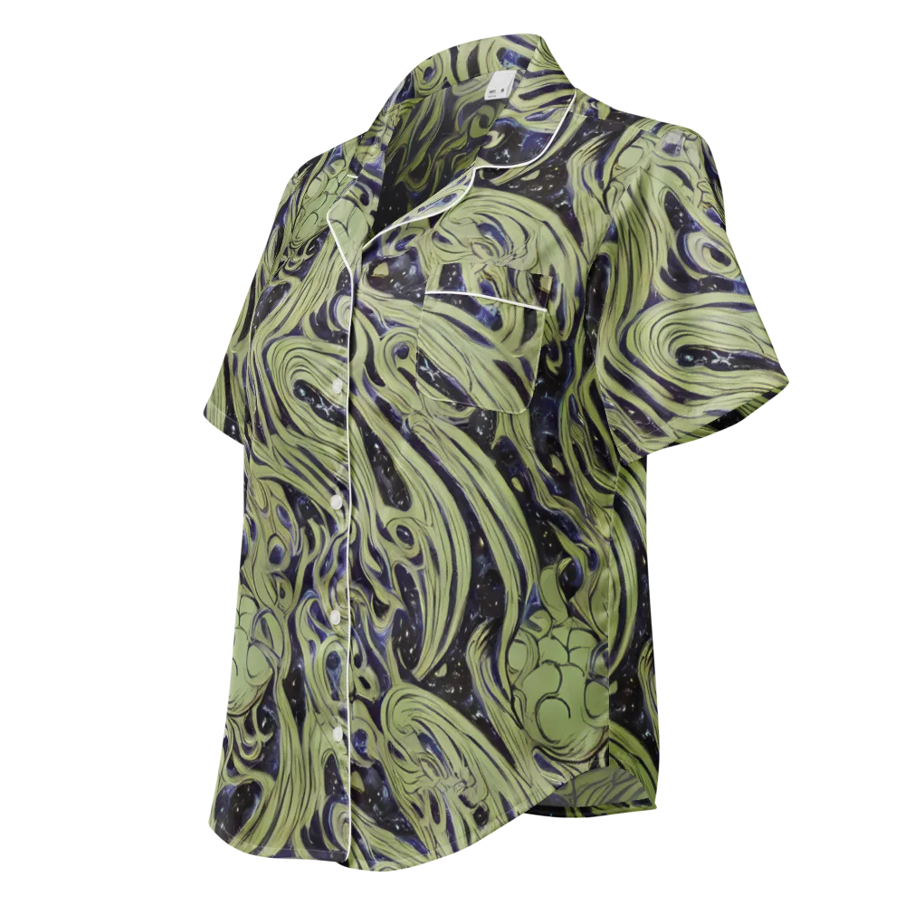 Indigo Swirl on Women's Short Sleeve Pajama Top — Left Front
