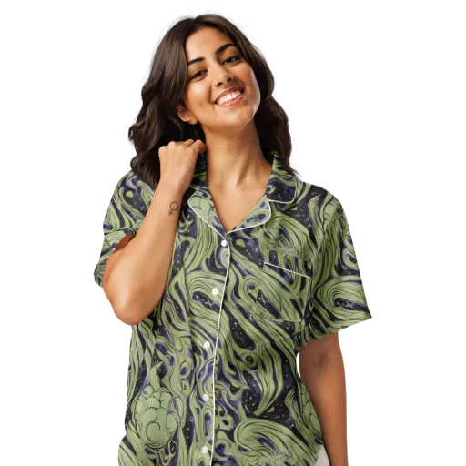 Indigo Swirl on a Women's Short Sleeve Pajama Top
