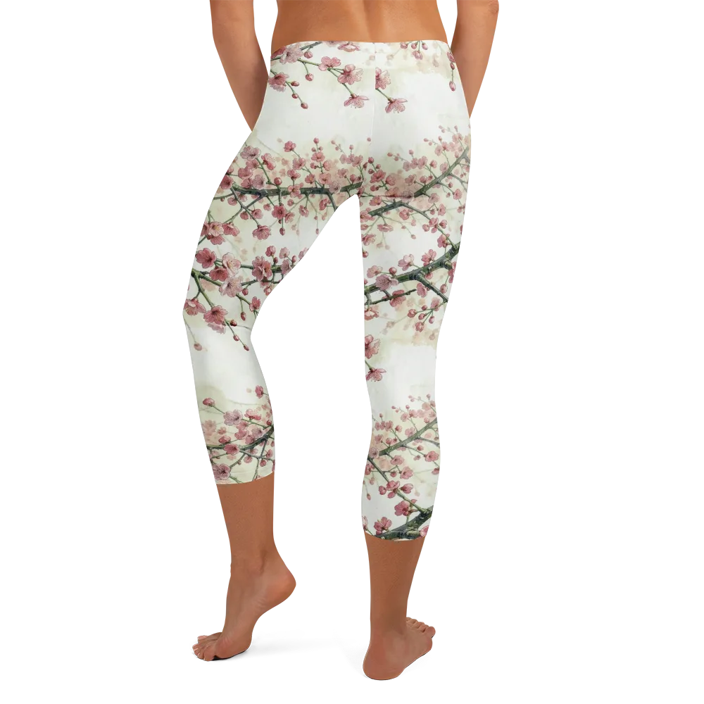 Cherry Blossom Canopy on Capri Leggings — Back