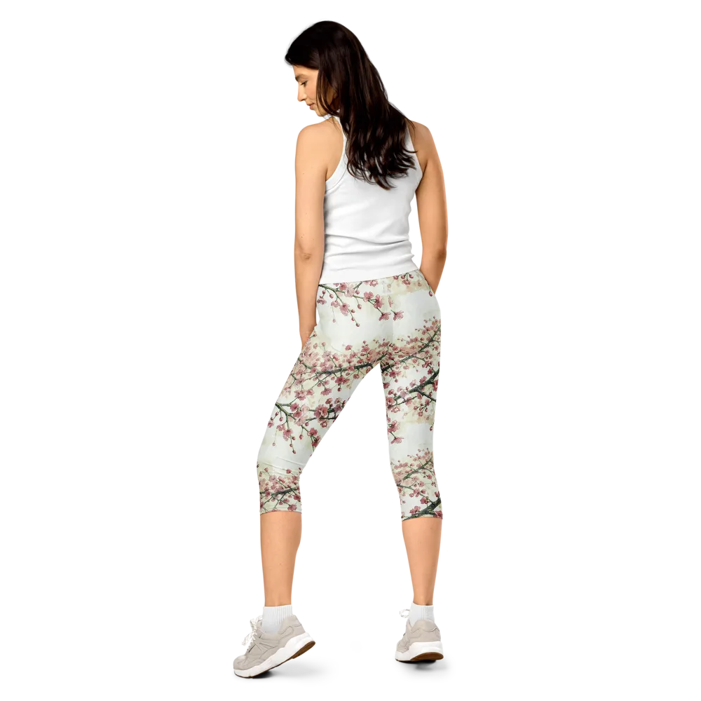 Cherry Blossom Canopy on Capri Leggings — Back