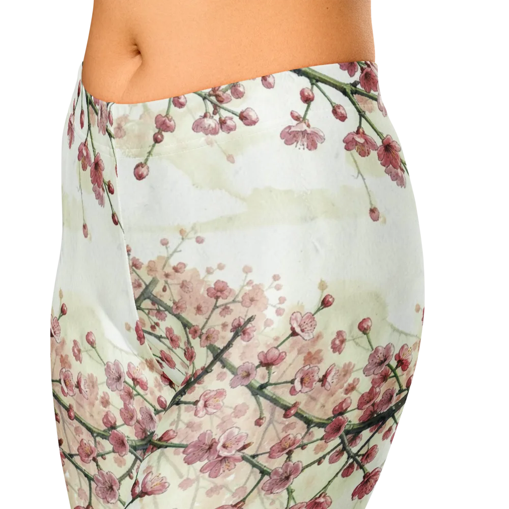 Cherry Blossom Canopy on Capri Leggings — Zoomed-in