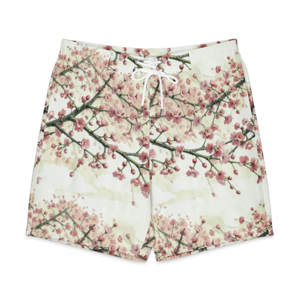 Cherry Blossom Canopy on Men's Board Shorts — Front