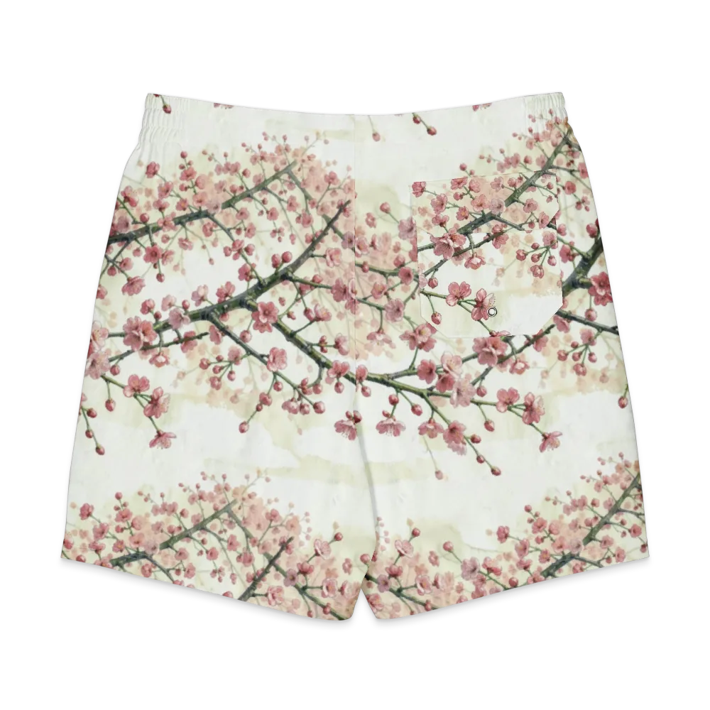 Cherry Blossom Canopy on Men's Board Shorts — Back