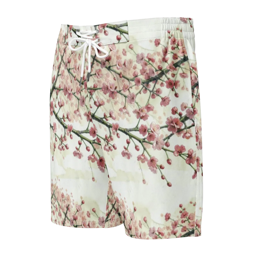 Cherry Blossom Canopy on Men's Board Shorts — Front