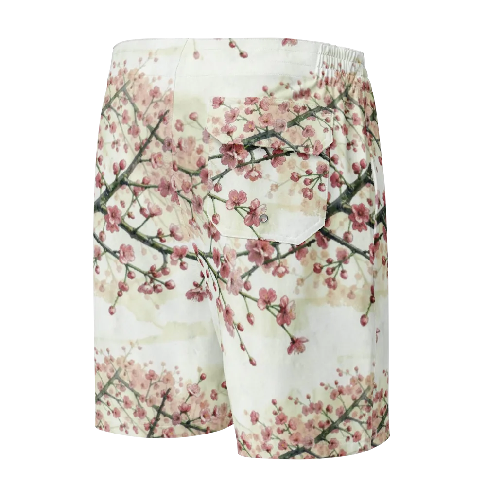 Cherry Blossom Canopy on Men's Board Shorts — Back