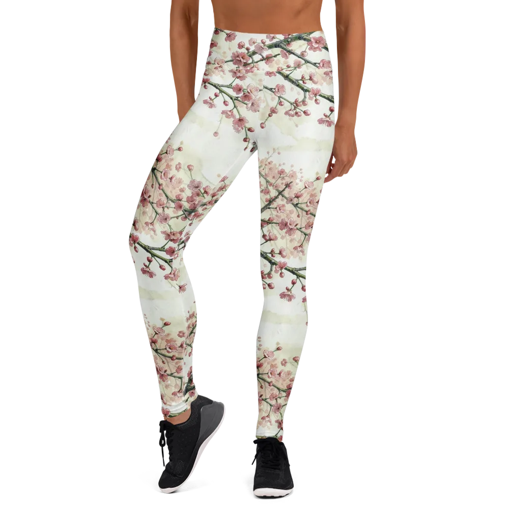 Cherry Blossom Canopy on Yoga Leggings — Front