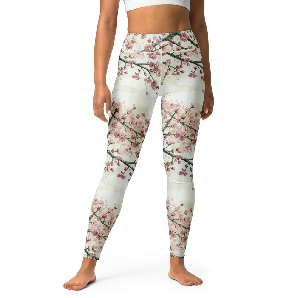 Cherry Blossom Canopy on Yoga Leggings — Front