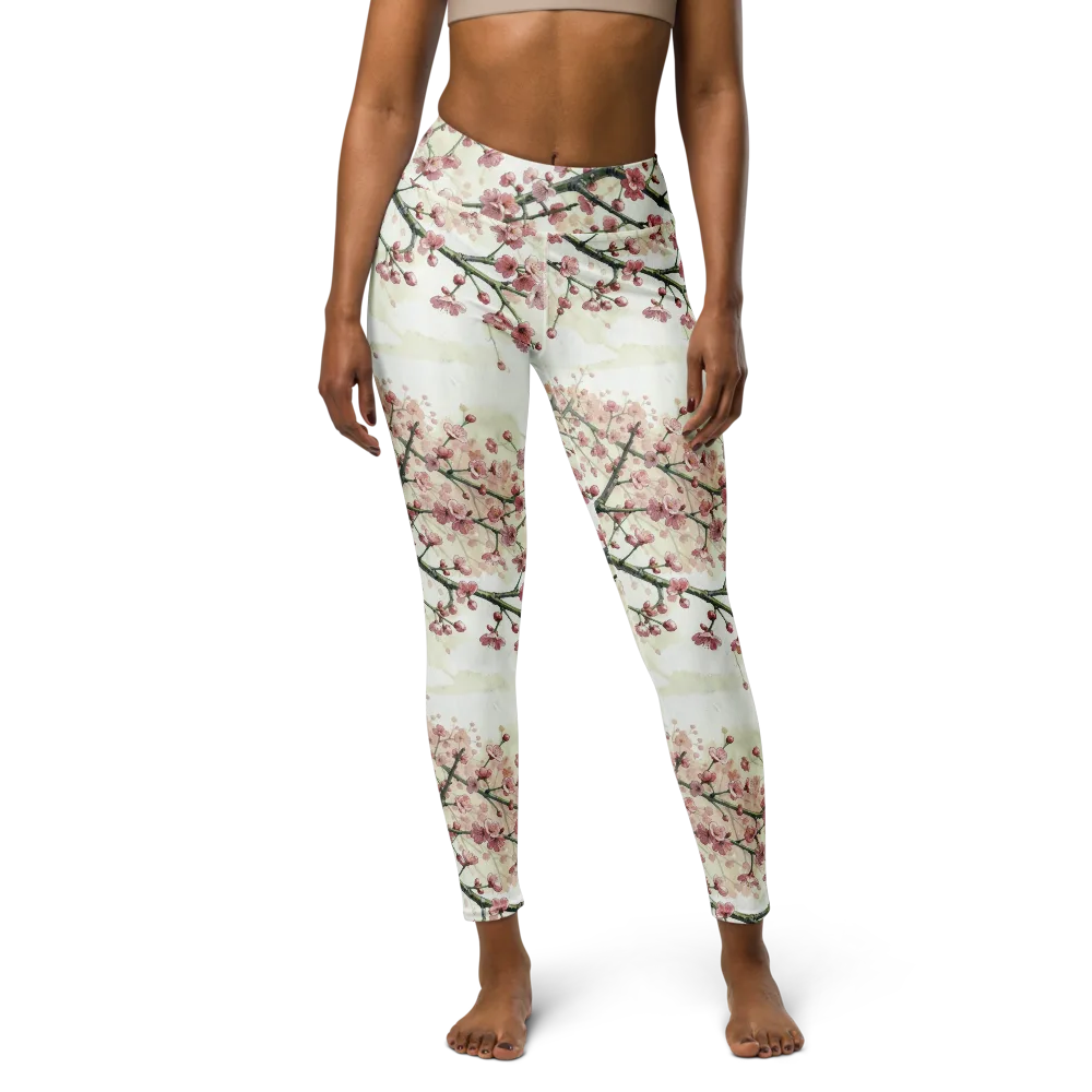 Cherry Blossom Canopy on Yoga Leggings — Front
