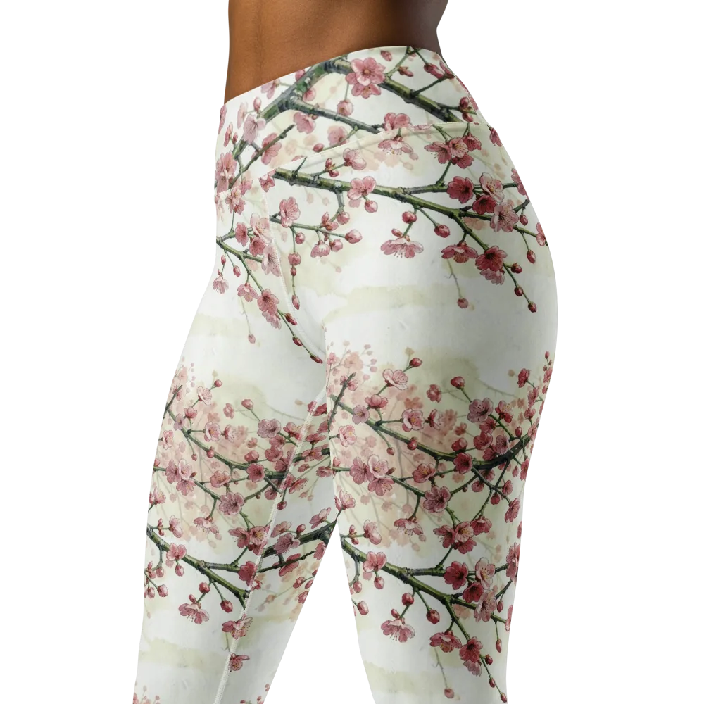 Cherry Blossom Canopy on Yoga Leggings — Left Front